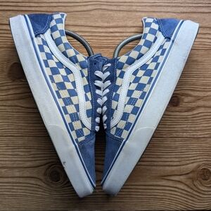 Vans Old Skool Lite Blue White Checkered Ward Skate Low Shoe Checker Size 9.5